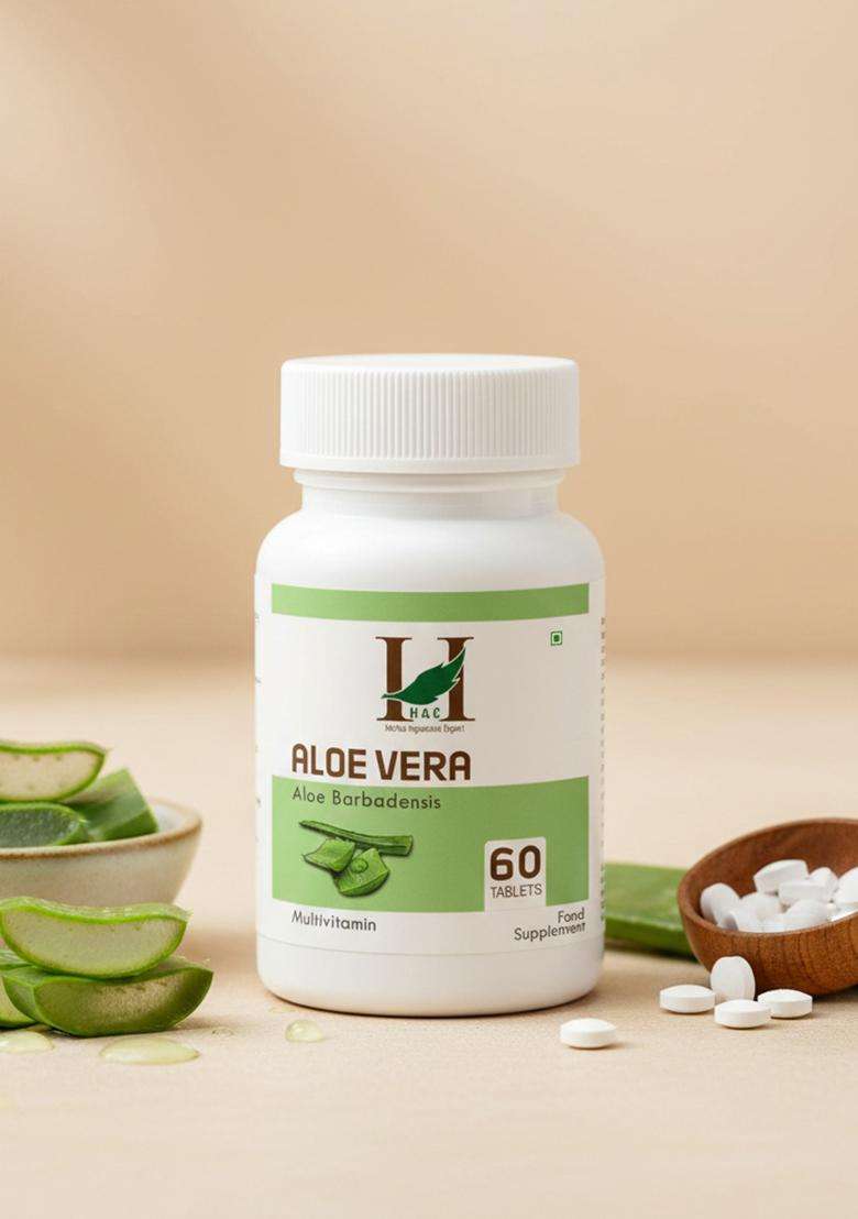 Healthnwellness H&C Natural Aloe Vera Tablet 350Mg - Digestive Health & Skin Wellness 60 Tablets - Indya