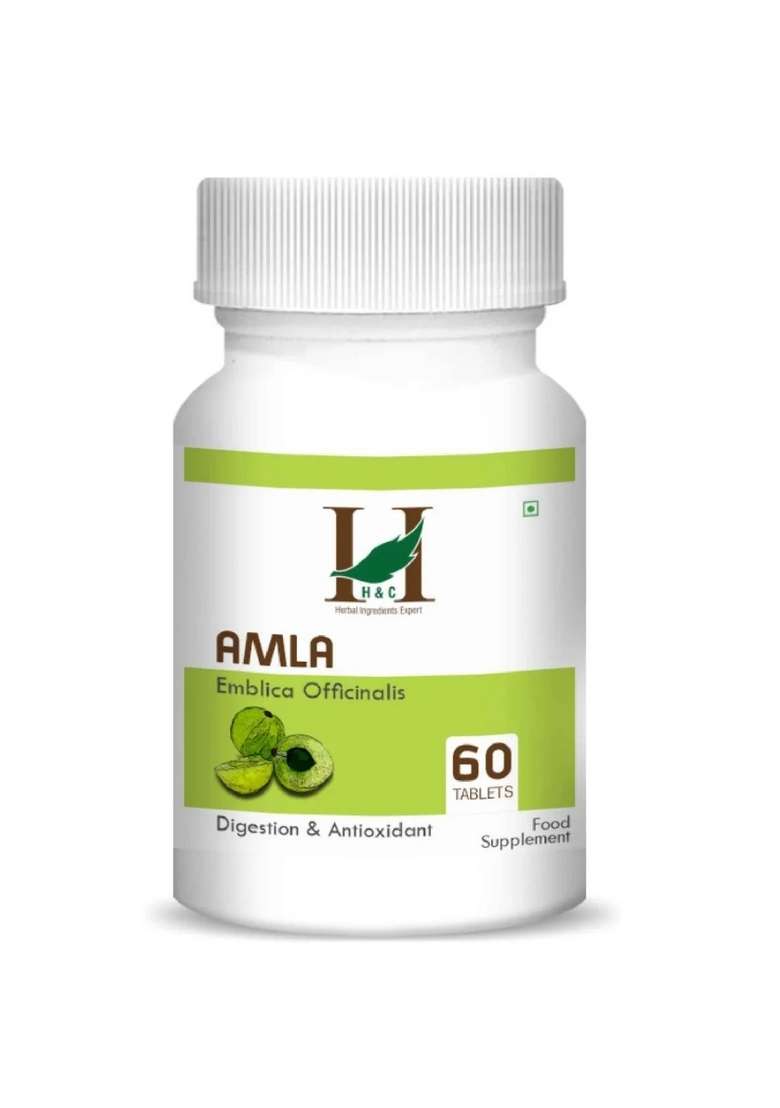 Healthnwellness H&C Natural Amla Tablets 350Mg 60 Count - Immunity & Hair Growth Support - Indya