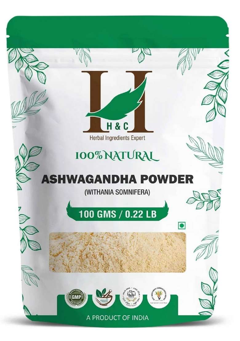 Healthnwellness H&C Natural Ashwagandha Powder 100Gm - Adaptogenic Stress Support - Indya