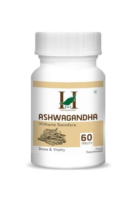 Healthnwellness H&C Natural Ashwagandha Tablets 350Mg - Stress Relief & Vitality Support 60 Tablets
