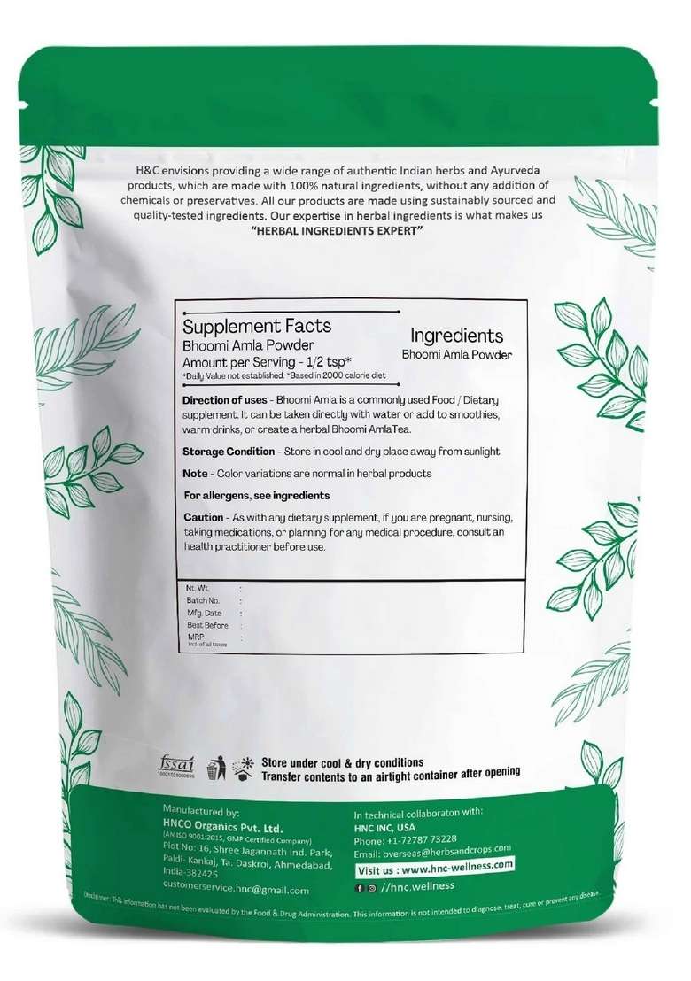 Healthnwellness H&C Natural Bhoomi Amla Powder 100Gm - Liver Detox & Digestive Support - Indya