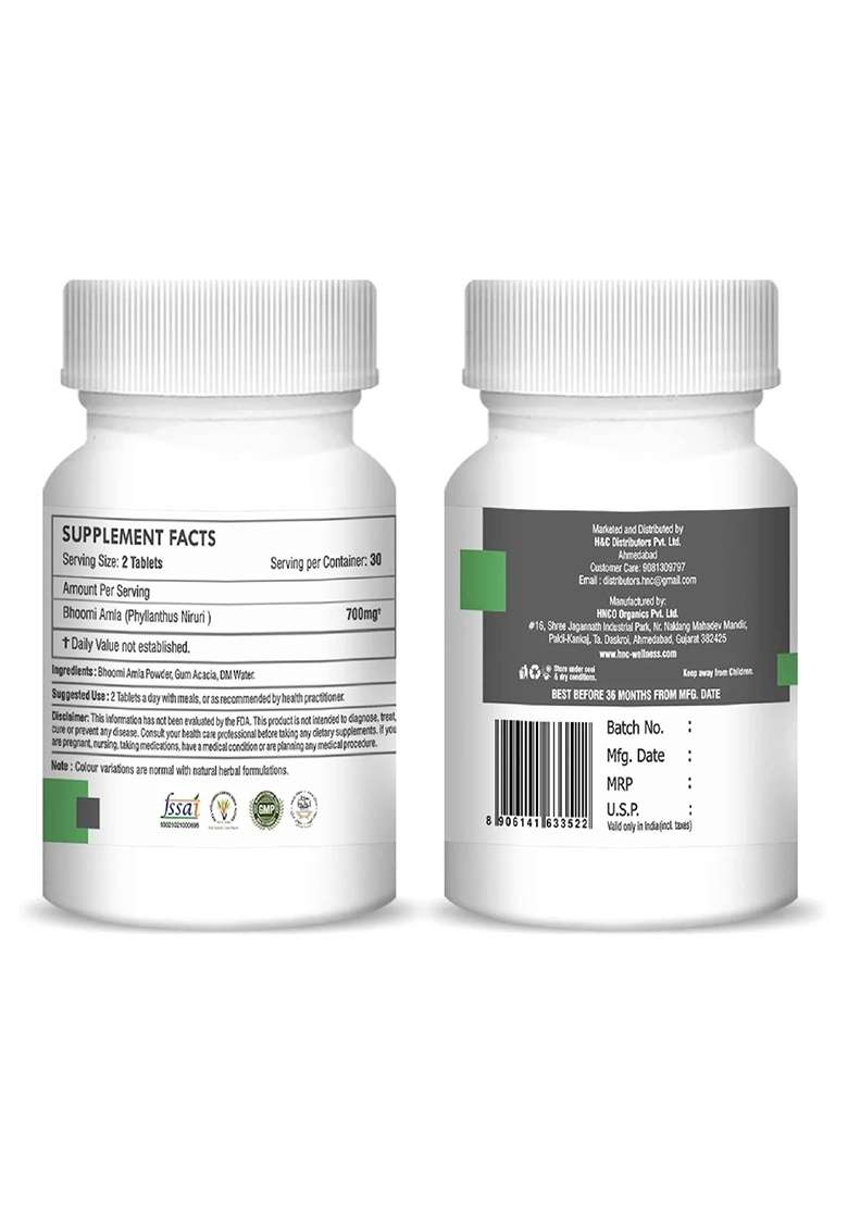 Healthnwellness H&C Natural Bhoomi Amla Tablet 100Gm - Immunity & Detox Support 60 Tablets - Indya