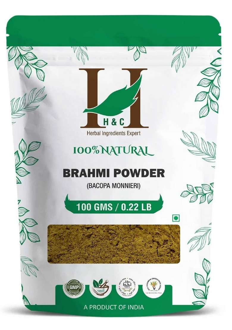 Healthnwellness H&C Natural Brahmi Powder 100Gm - Memory & Focus Booster - Indya