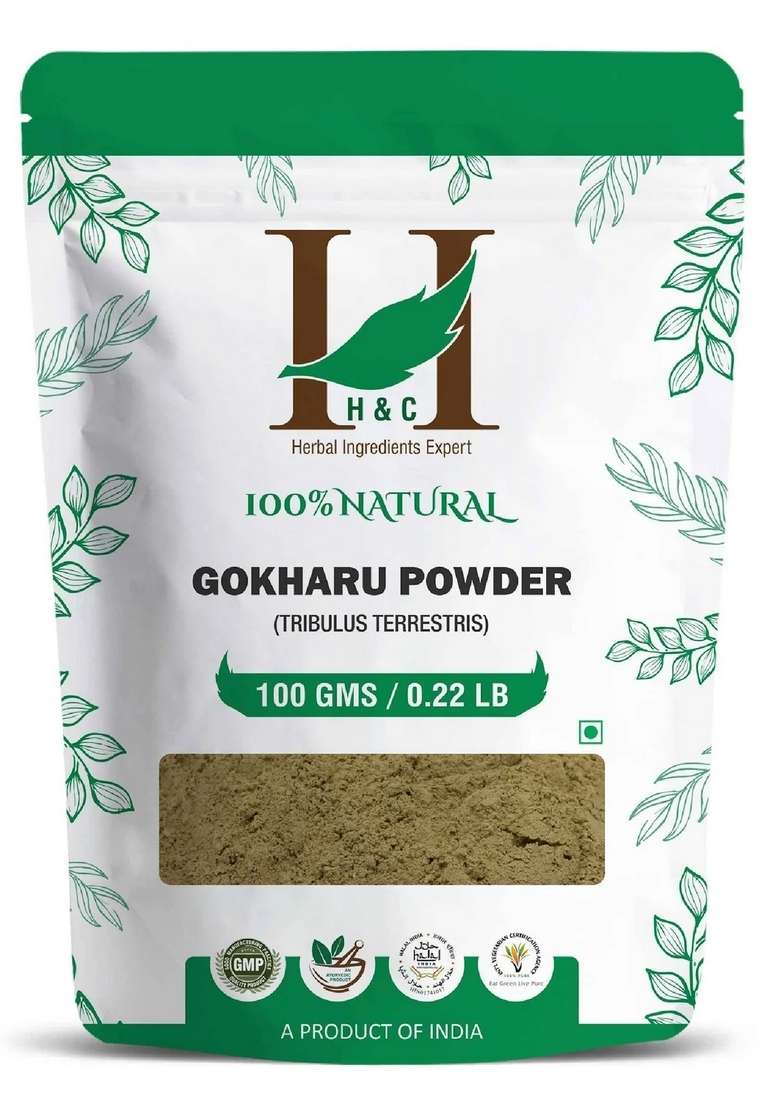 Healthnwellness H&C Natural Gokshura Powder 100Gm - Stamina & Vitality Booster - Indya