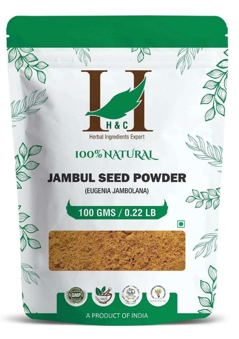Healthnwellness H&C Natural Jambul Seed Powder 100Gm - Blood Sugar Support & Metabolic Wellness - Indya