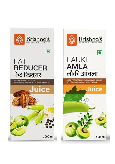 Krishna'S Ayurveda Fat Reducer Juice 1000 Ml | Lauki Amla 500 Ml- Weight Management Combo Pack Of 1