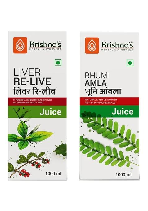 Krishna's Ayurveda Liver Re-Live Juice | Bhumi Amla Juice (1000ML Each) Pack of 2