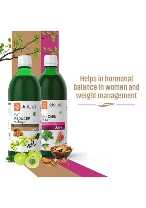 Krishna's Ayurveda She Care Juice | Fat Reducer Juice (1000ML Each) Pack of 2