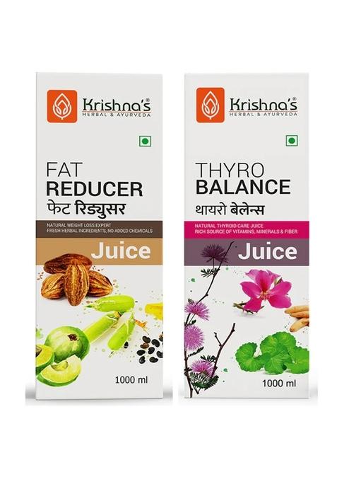 Krishna's Ayurveda Fat Reducer Juice | Thyro Balance Juice (1000ML Each) Pack of 2
