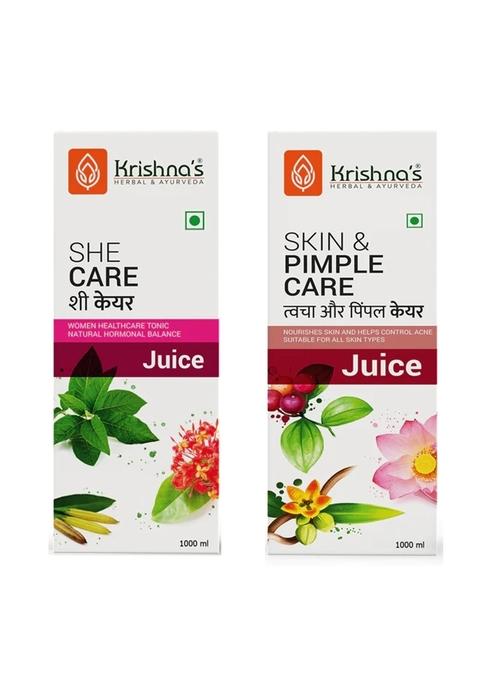 Krishna's Ayurveda She Care Juice | Skin & Pimple Care Juice (1000ML Each) Pack of 2