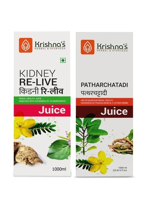 Krishna's Ayurveda Kidney Re-Live Juice | Patharchatadi Swaras (1000ML Each) Pack of 2