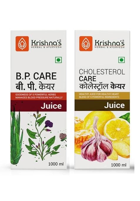 Krishna's Ayurveda Herbal BP Care Juice | Cholesterol Care Juice (1000ML Each) Pack of 2