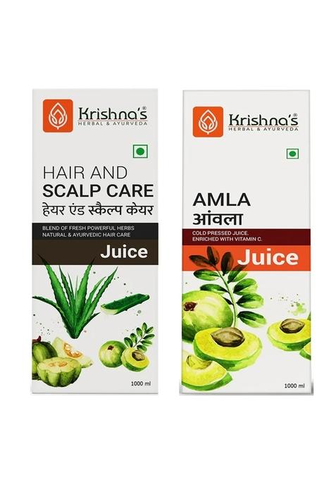 Krishna's Ayurveda Hair & Scalp Care Juice | Amla Juice (1000ML Each) Pack of 2