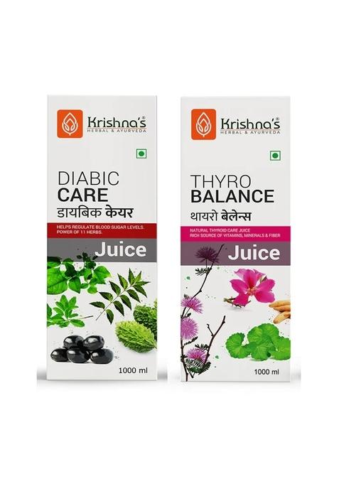 Krishna'S Ayurveda Diabic Care Juice 1000 Ml | Thyro Balance Juice 1000 Ml Pack Of 2