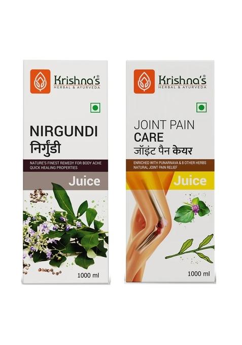 Krishna's Ayurveda Nirgundi Swaras | Joint Pain Care Juice (1000ML Each) Pack of 2