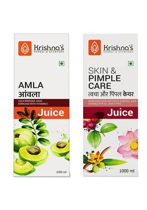 Krishna's Ayurveda Amla Juice | Skin & Pimple Care Juice (1000ML Each) Pack of 2
