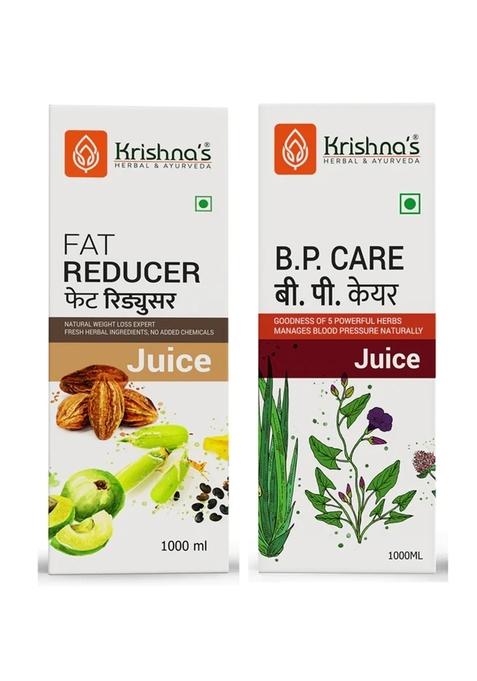 Krishna'S Ayurveda Fat Reducer Juice | Bp Care Juice (1000 Ml Each) Pack Of 2