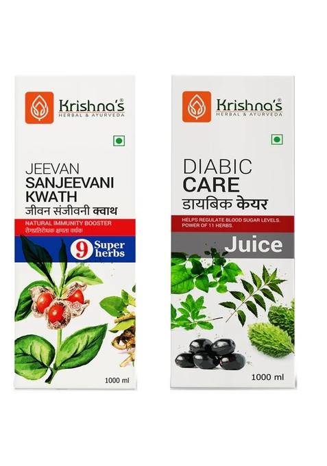 Krishna's Ayurveda Jeevan Sanjeevani Kwath | Diabic Care Juice (1000ML Each) Pack of 2