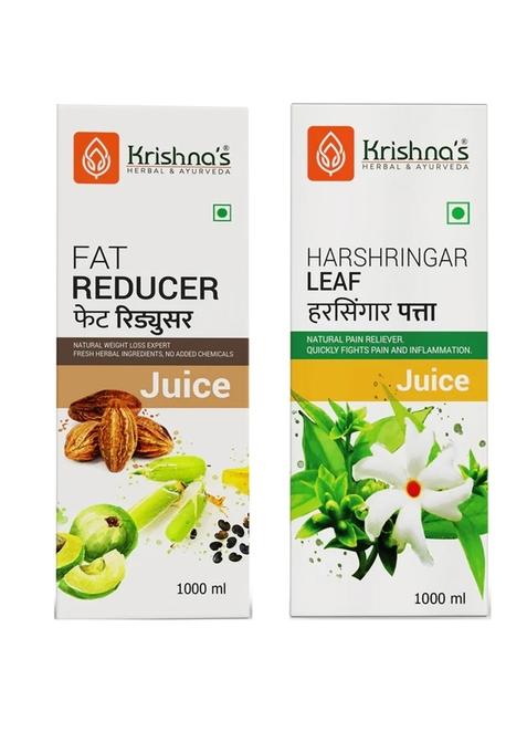 Krishna's Ayurveda Fat Reducer Juice | Harshringar Leaf Juice (1000ML Each) Pack of 2