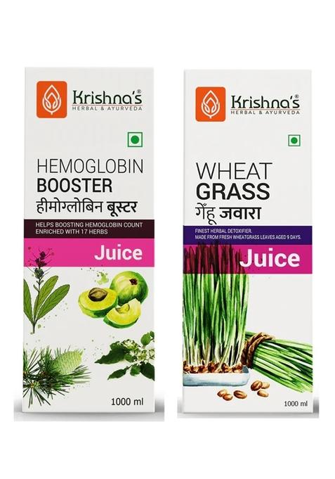 Krishna's Ayurveda Hemoglobin Booster | Wheatgrass Juice (1000ML Each) Pack of 2