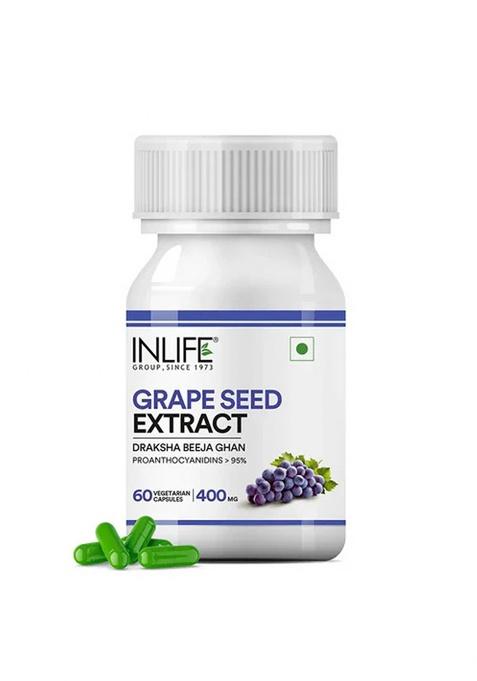 Inlife Grape Seed Extract (Proanthocyanidins > 95%)|400Mg| Veg Capsules