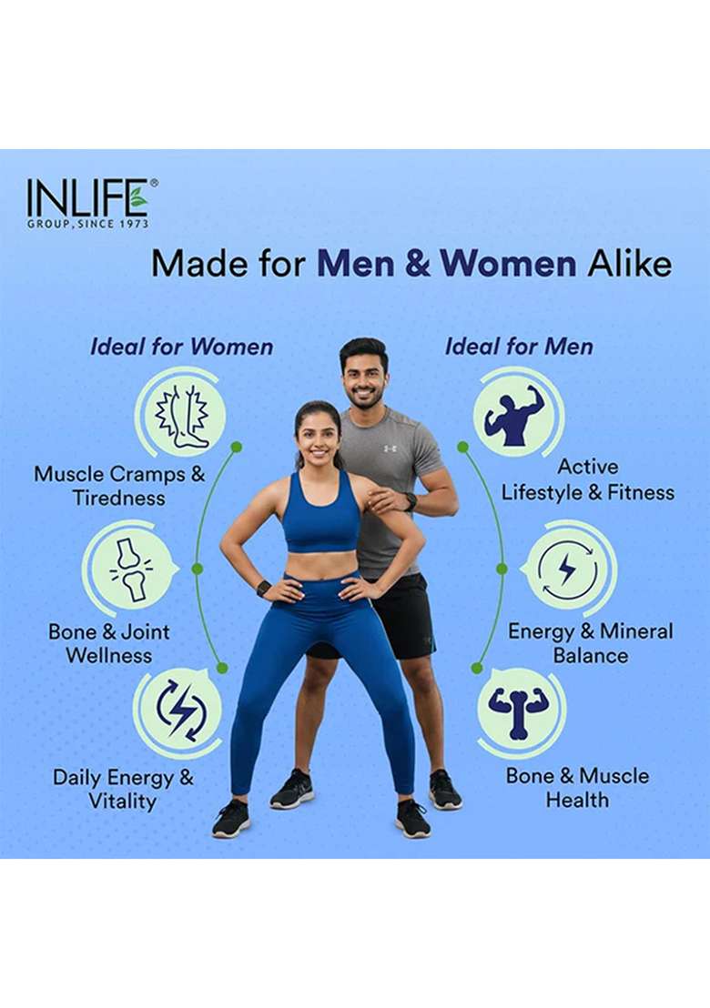 Inlife 5X Magnesium Complex 2000Mg With Zinc, Vitamin C, D3, B12 Veg. Tablets - Indya
