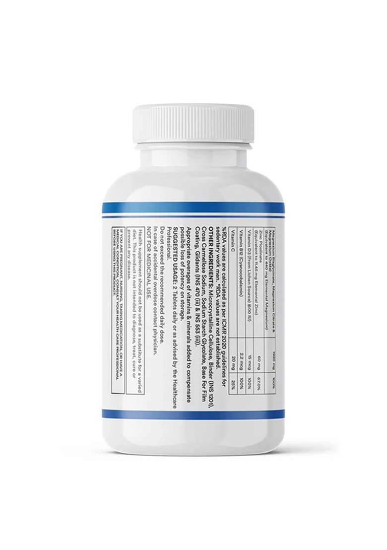 Inlife 5X Magnesium Complex 2000Mg With Zinc, Vitamin C, D3, B12 Veg. Tablets - Indya
