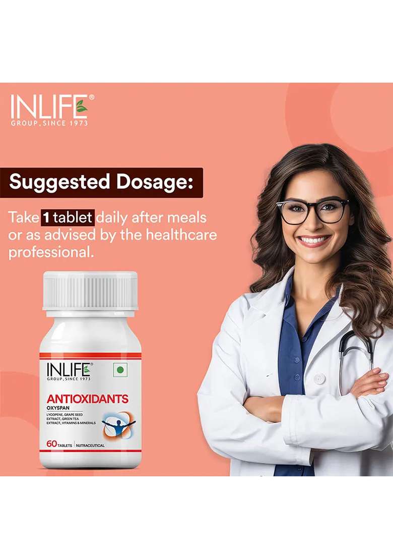 Inlife Antioxidants Supplement With Lycopene, Grape Seed, Green Tea Extract Tablets - Indya