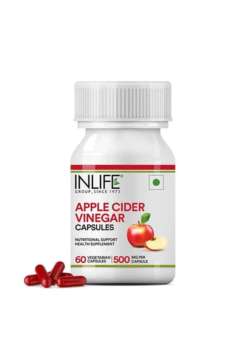 Inlife Apple Cider Vinegar Supplement, 500Mg | Vegetarian Capsules - Indya