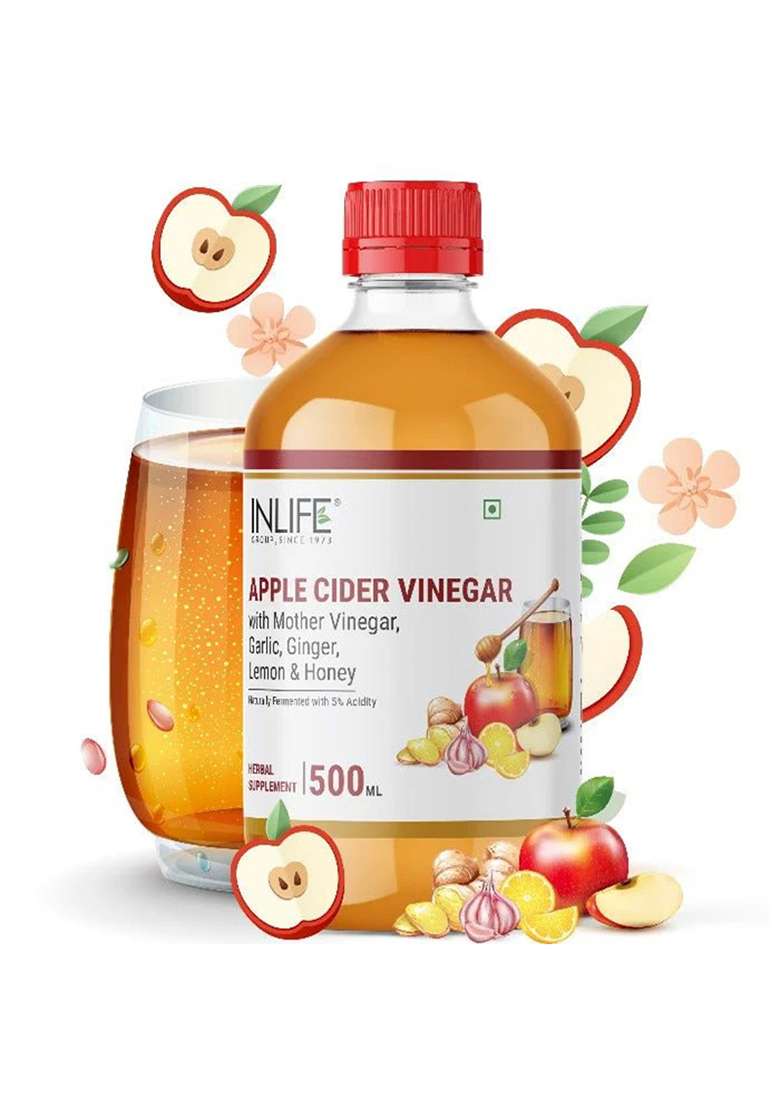 Inlife Apple Cider Vinegar With Garlic, Ginger, Lemon, Honey With Mother Vinegar | 500 Ml - Indya