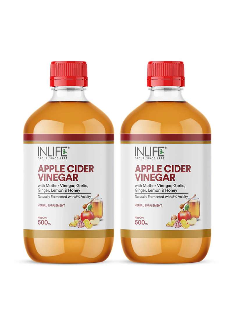 Inlife Apple Cider Vinegar With Garlic, Ginger, Lemon, Honey With Mother Vinegar | 500 Ml - Indya