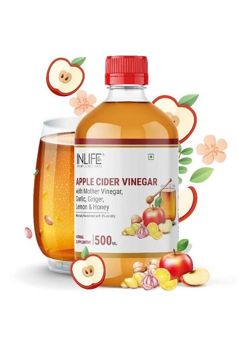 Inlife Apple Cider Vinegar With Garlic, Ginger, Lemon, Honey With Mother Vinegar | 500 Ml