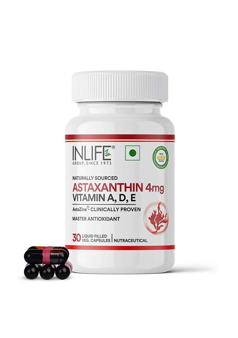 Inlife Astazine® Astaxanthin 5% With Vitamins A, D3 & E – Ultra-Pure & High-Potency Antioxidant Formula - Indya