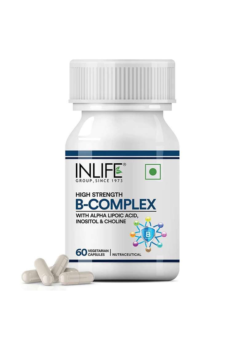 Inlife B-Complex Supplement | 8 Essential B-Vitamins With Alpha Lipoic Acid, Inositol & Choline | Vegetarian Capsules - Indya