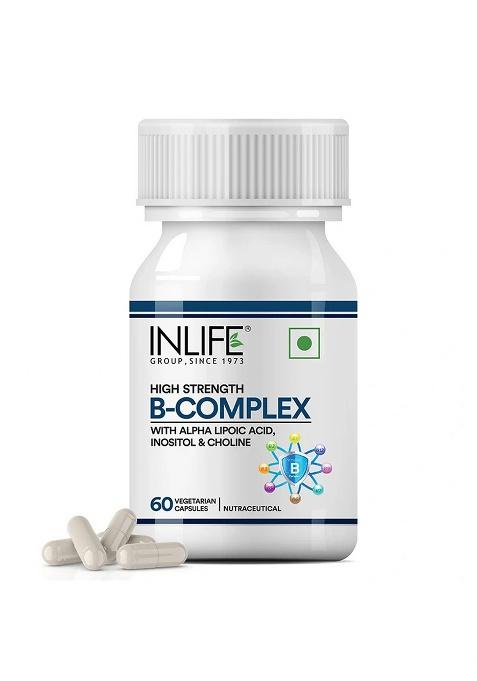 Inlife B-Complex Supplement | 8 Essential B-Vitamins With Alpha Lipoic Acid, Inositol & Choline | Vegetarian Capsules