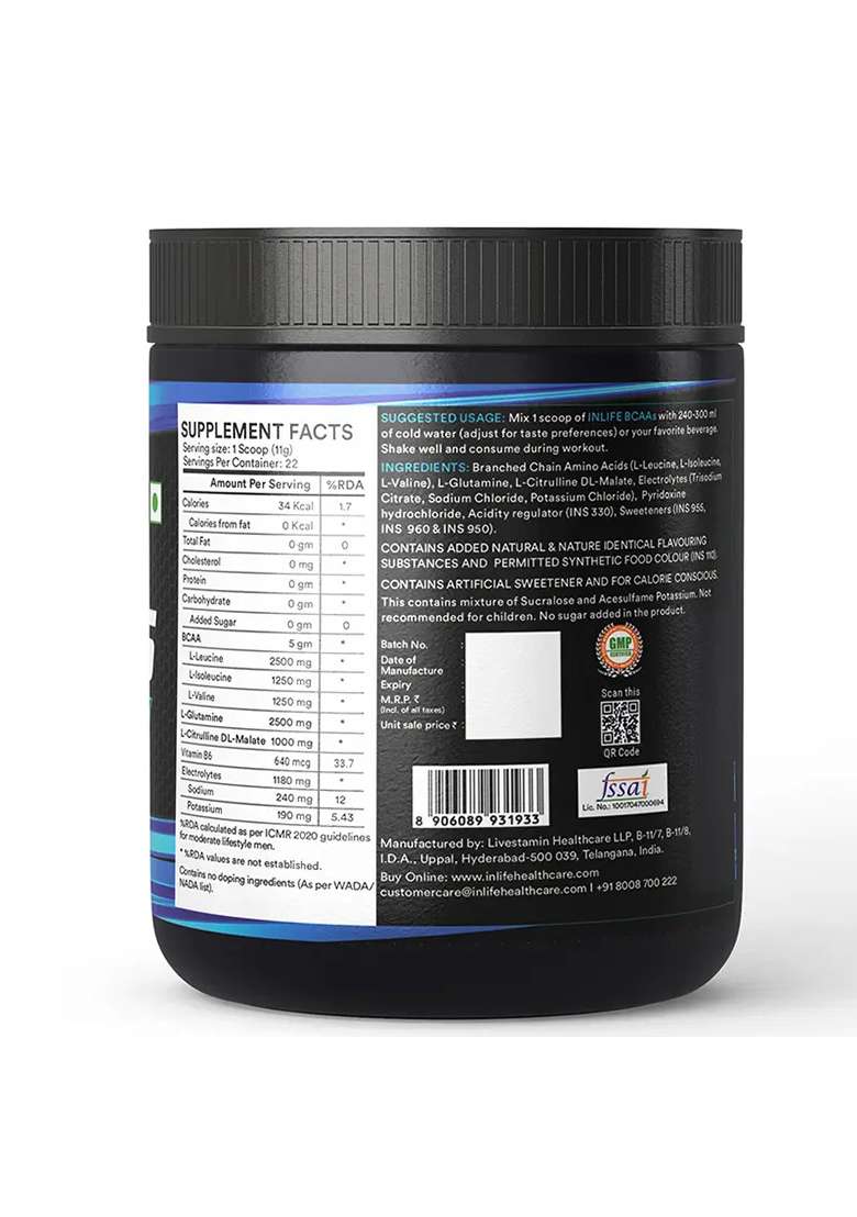 Inlife Bcaa Pro Supplement| 250 Gm Powder - Indya