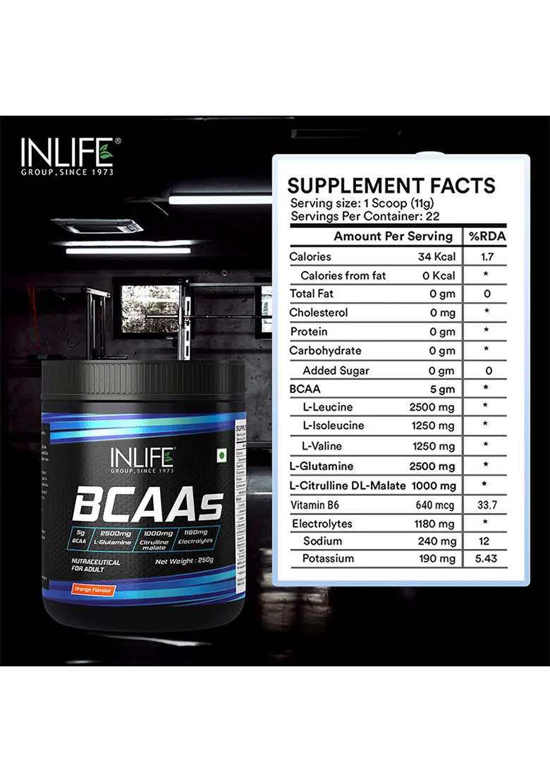Inlife Bcaa Pro Supplement| 250 Gm Powder - Indya