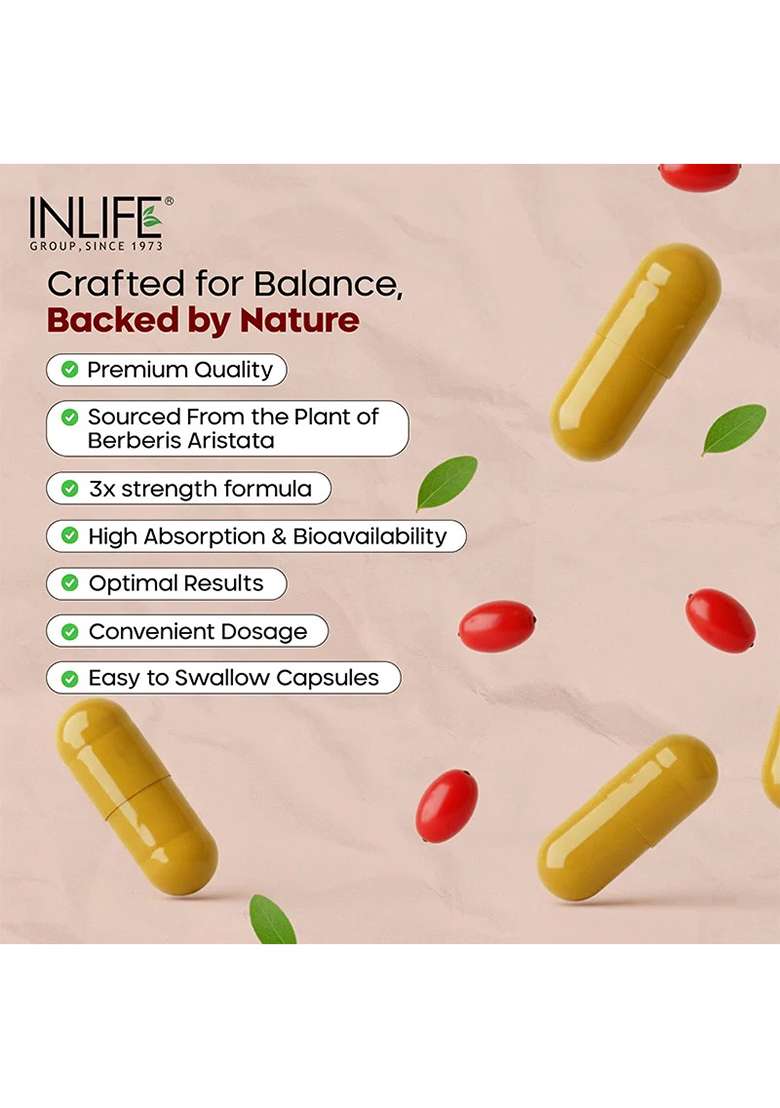 Inlife Berberine Supplement With Hcl 500Mg, Milk Thistle, Turmeric | Veg. Capsules - Indya