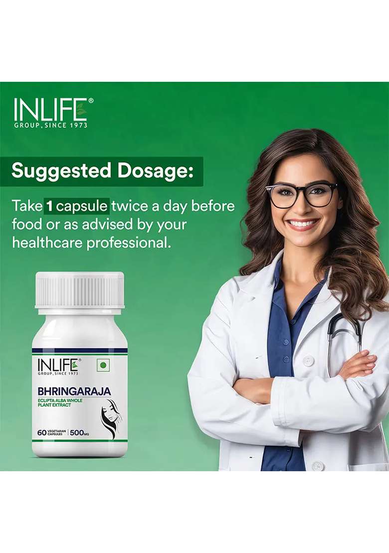 Inlife Bhringraja Extract Supplement | 500Mg | Veg. Capsules - Indya