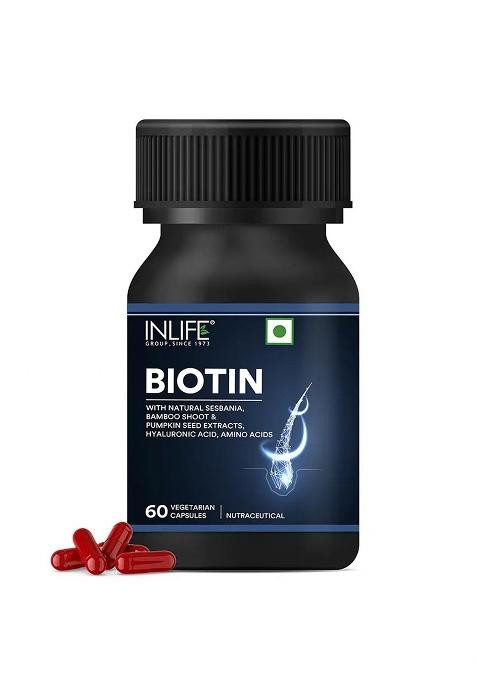 Inlife Biotin Supplement For Hair, With Sesbania, Bamboo Shoot | Veg. Capsules