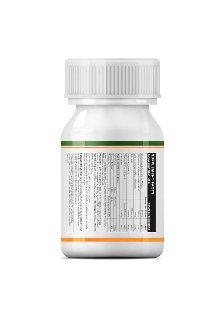 Inlife Bonelife Plus Formula | Calcium Citrate Malate, Magnesium, Zinc, Folic Acid, Vitamin D2, K2 & B12 | Supports Bone & Nutritional Health Tablets - Indya