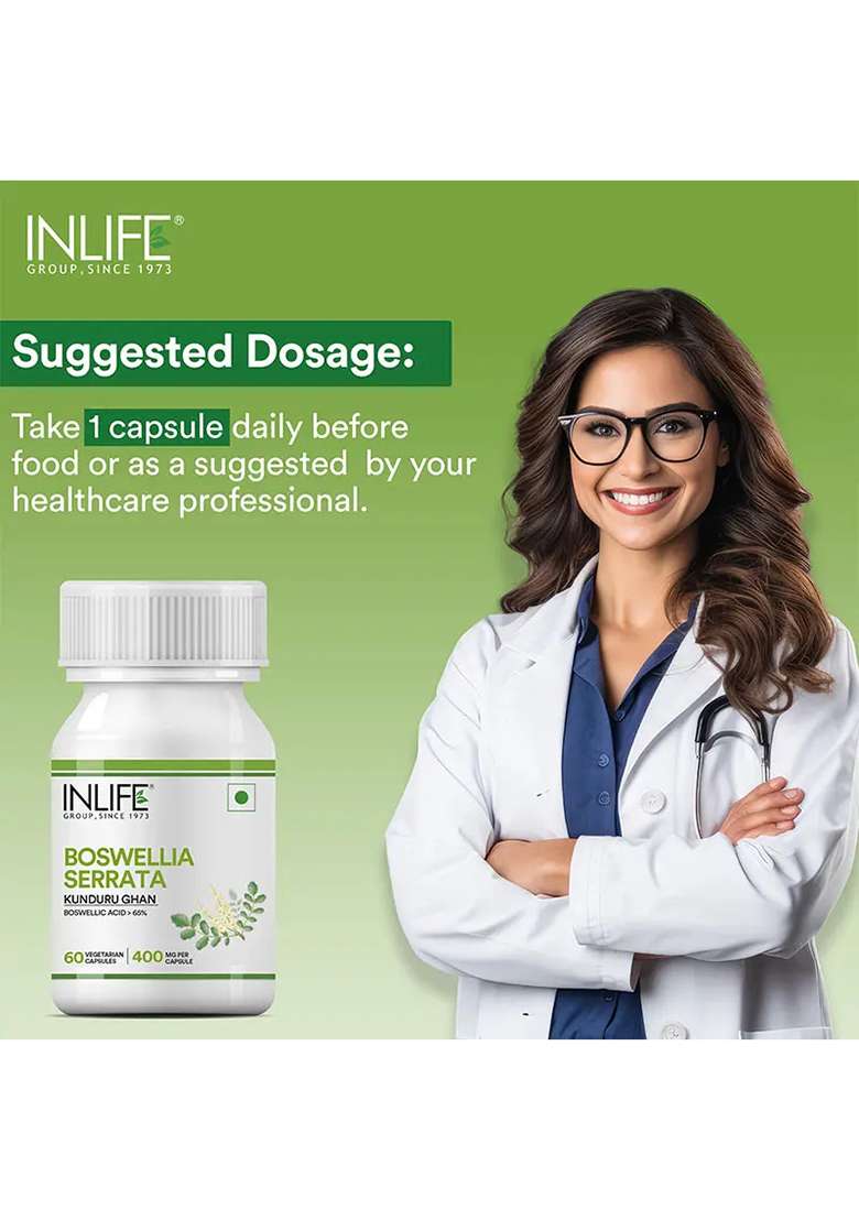 Inlife Boswellia Serrata Supplement, Extract 400Mg| Veg. Capsules - Indya