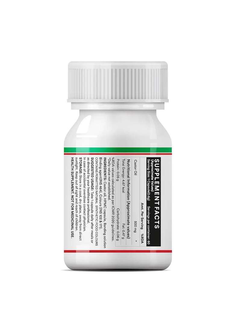 Inlife Castor Oil Supplement | 500Mg | Veg. Capsules - Indya