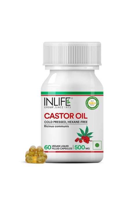 Inlife Castor Oil Supplement | 500Mg | Veg. Capsules