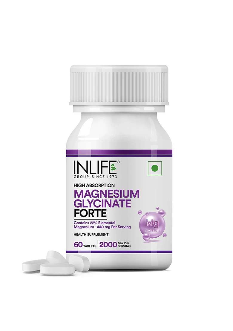 Inlife Chelated Magnesium Glycinate Forte Supplement Tablets | Vegetarian Friendly - Indya