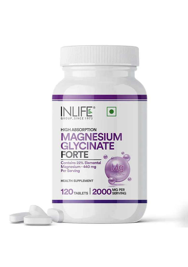 Inlife Chelated Magnesium Glycinate Forte Supplement Tablets | Vegetarian Friendly - Indya