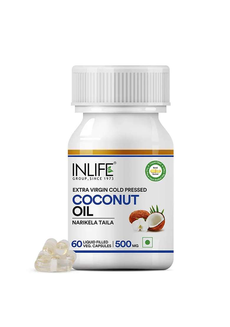 Inlife Coconut Oil Supplement | 500Mg | Veg. Capsules - Indya