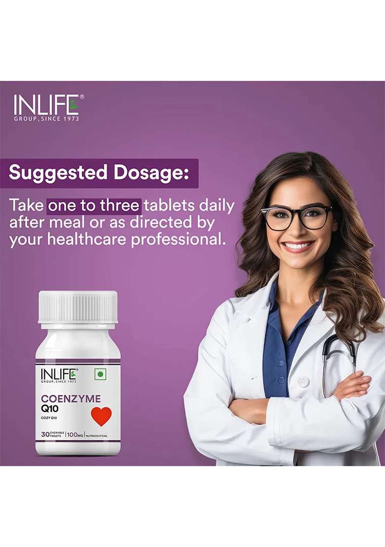 Inlife Coenzyme Q10 (Coq10) 100 Mg | Ubiquinone Chewable Tablets - Indya