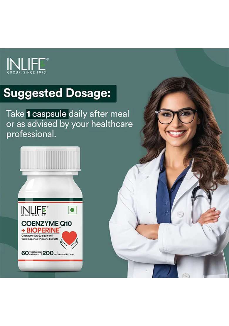 Inlife Coenzyme Q10 Supplement (Coq10) With Bioperine | 200Mg | Veg. Capsules - Indya
