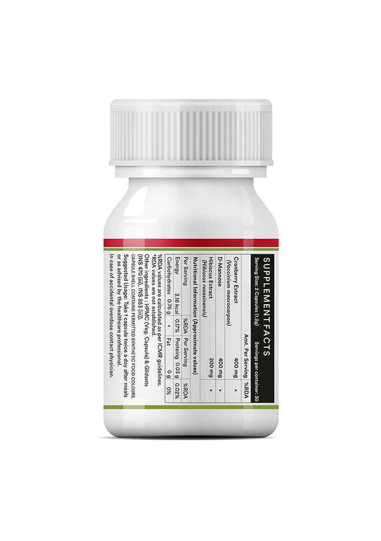 Inlife Cranberry 400Mg D-Mannose 400Mg | Hibiscus 200Mg Veg. Capsules - Indya